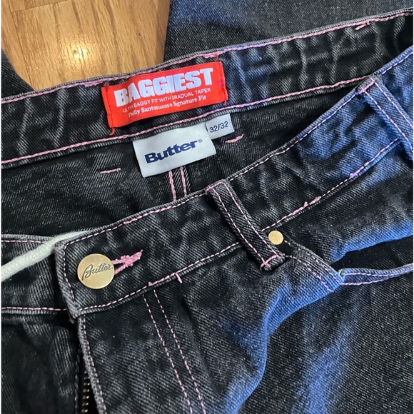 Butter “Baggiest” Baggy Jeans Black and Pink Waist: 32 Length: 32 - Picture 3 of 5